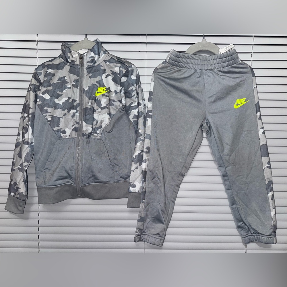 Nike Kids Gray and Neon Yellow Joggers